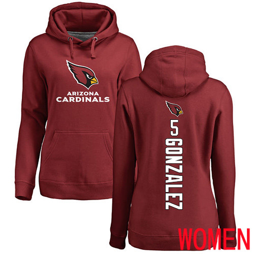 Arizona Cardinals Maroon Women Zane Gonzalez Backer NFL Football #5 Pullover Hoodie Sweatshirts->nfl t-shirts->Sports Accessory